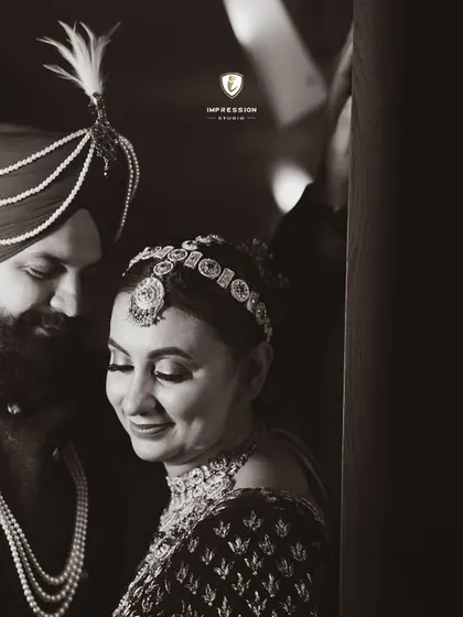 A timeless black and white version of a romantic couple portrait, highlighting the emotion and connection between them.