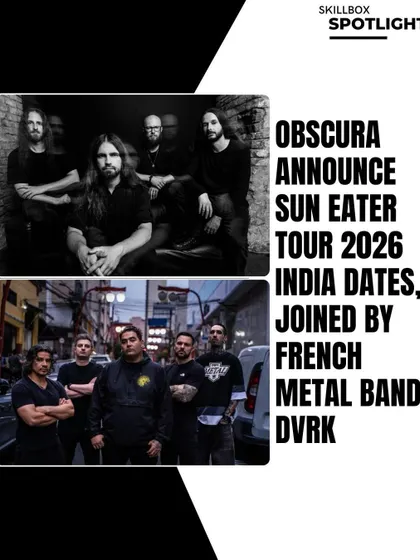Another promotional graphic for the Obscura and DVRK tour, highlighting the two bands set to deliver a night of extreme metal.