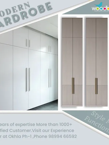 This concept shows a modern, minimalist wardrobe in a light finish, perfect for creating a bright and airy feel in your room.