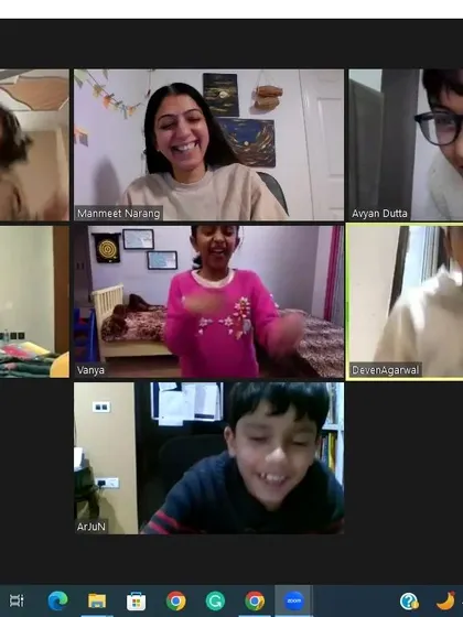 A screenshot capturing the pure, chaotic joy of a creative warm-up with my youngest group of writers. This is what it looks like when we let go of rules and just have fun together, creating a space where creativity can thrive.