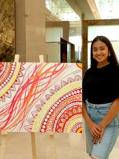 I had the pleasure of doing a live painting session at the Art Brunch at Marriott Chakan. It was nerve wracking to draw a freehand mandala live, but I loved the challenge.