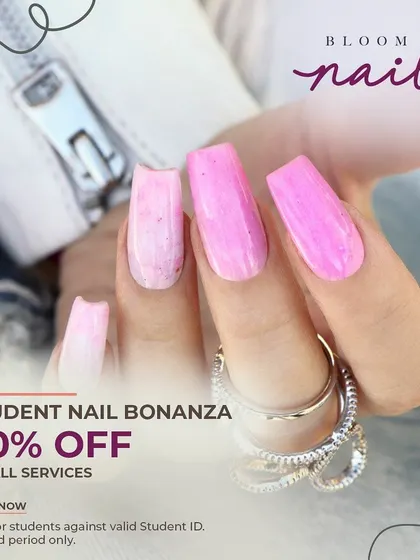This pink quartz effect on long, square nails is so pretty and on-trend.