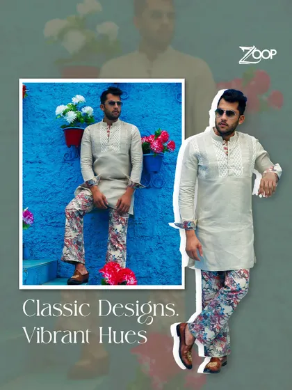 Classic designs meet vibrant hues in the Jazbaat collection. This outfit, featuring a simple kurta with colorful printed pants, celebrates tradition in every stitch while offering a modern twist.