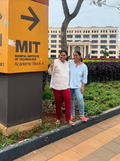 With my dear friend Pooja at the Srishti Manipal Institute after my workshop. It's always wonderful to collaborate with friends and share my passion for puppetry.