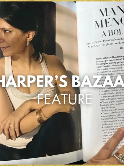 This image from my Harper's Bazaar feature highlights my two decades of teaching experience. I draw inspiration from experts like Dr. Claudia Welch to offer a holistic path for balancing hormones and life.