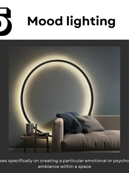 Mood lighting focuses on creating a particular emotional ambiance. Dimmers, colored lights, and candle-like fixtures can all be used to set a specific mood, from cozy to romantic.