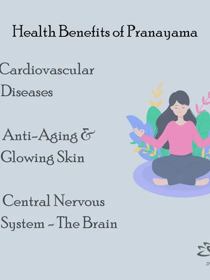 This graphic outlines some of the incredible health benefits of a consistent Pranayama practice, including support for cardiovascular health and the central nervous system.