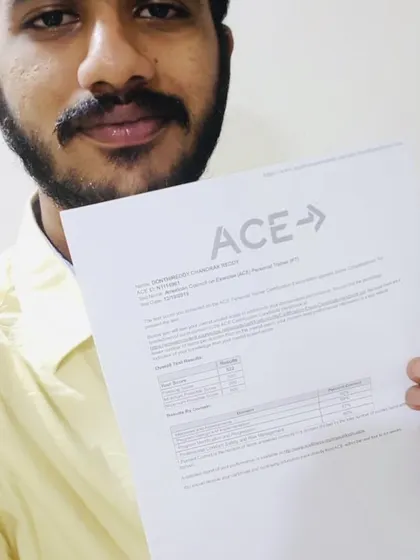 Well done, Chandrakiran, on passing the ACE PT exam. This result sheet is the first step, and we are happy to welcome you to the global ACE family of fitness professionals.
