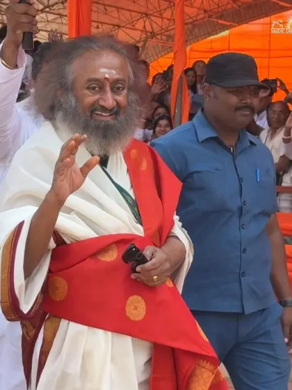 A smiling shot of me greeting devotees on Maha Shivratri morning. The day begins with pujas and blessings, setting a divine tone for the all night celebration to follow.