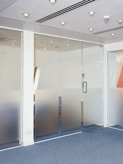 A repeat image of the practical semi-opaque frosted film, useful for creating privacy in open-plan offices without full separation.