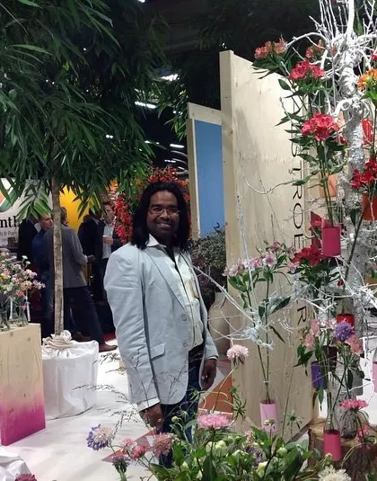 Another shot from a trade show in Holland. This booth created a fantasy-like display with branches and colorful flowers, showing how creative you can be with floral art.