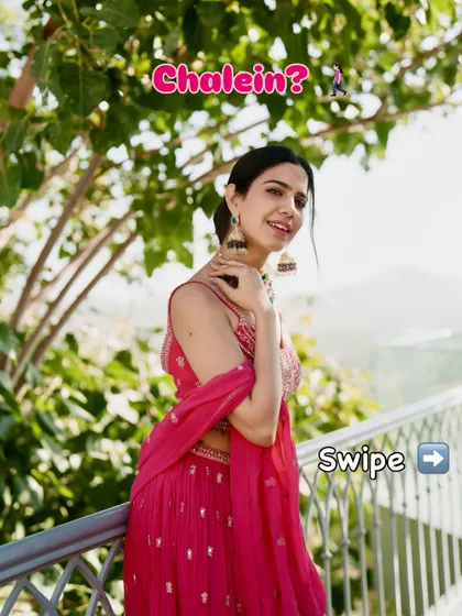 A playful shot in a pink lehenga, capturing my energetic persona. This is the vibe I bring to make wedding events and shoots fun.