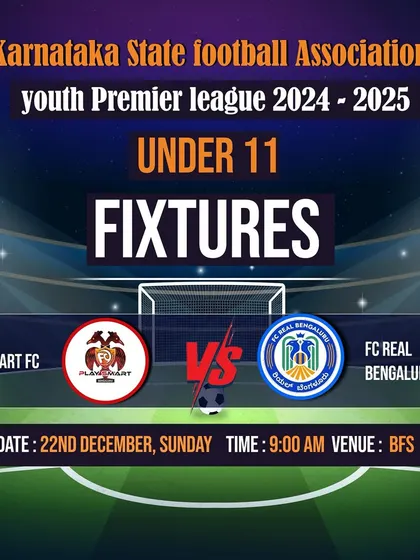 Weekend football fever! Fixture for our U-11 team's match against FC Real Bengaluru.