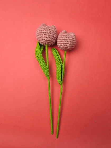 A duplicate of 39, showing the lovely pink crochet tulips.