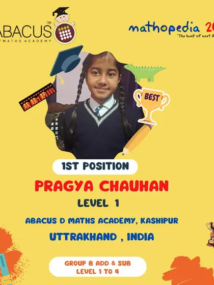 Pragya Chauhan from Kashipur, Uttrakhand, securing 1st Position in her group.