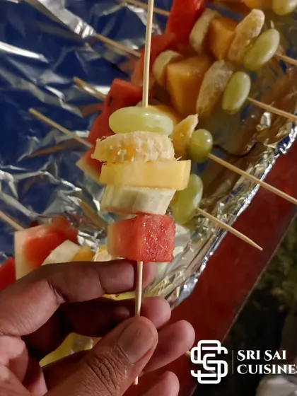Another example of my mixed fruit sticks, perfect for guests to grab and go while mingling. They are a simple, elegant, and healthy addition to any menu.