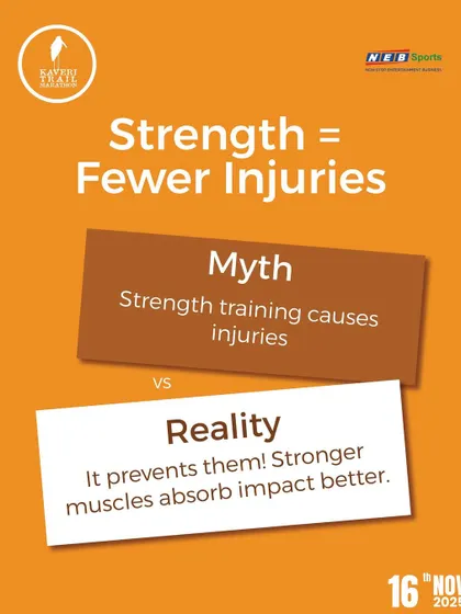 Myth vs. Reality: Strength training doesn't cause injuries, it prevents them. Stronger muscles absorb impact better, protecting your joints.