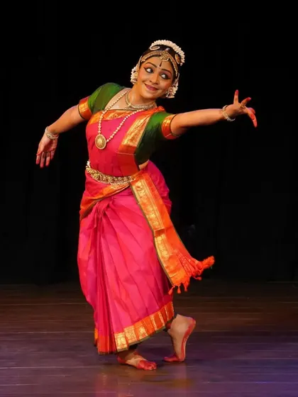 The joy of dance is evident on Chaitra's face. As a guru, seeing this passion in my students is the greatest reward.