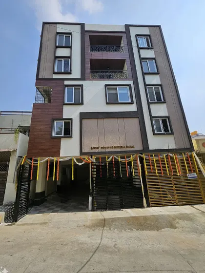 A full view of the Srirampura mixed-use building, a testament to our mission of creating functional and aesthetically pleasing architecture.