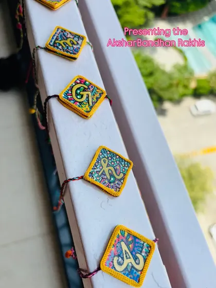 Presenting the AksharBandhan Rakhis. These personalized, hand-painted Rakhis are a wonderful way to show your love.