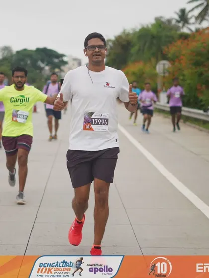 Looking strong and steady during the Bengaluru 10K. Consistent training pays off on race day.