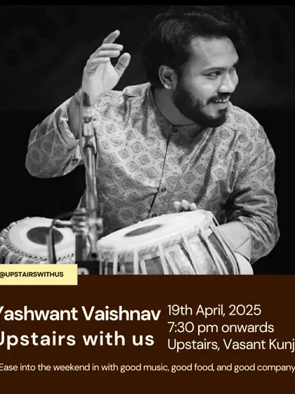 An announcement for an intimate baithak-style concert, 'Upstairs with us', a unique format that allows for close interaction with the audience.