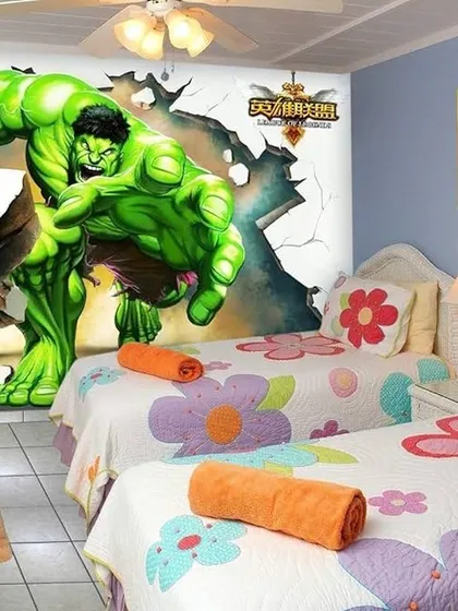 A duplicate of media 238, this Hulk mural is a powerful and fun addition to any young superhero fan's room, adding action and excitement.