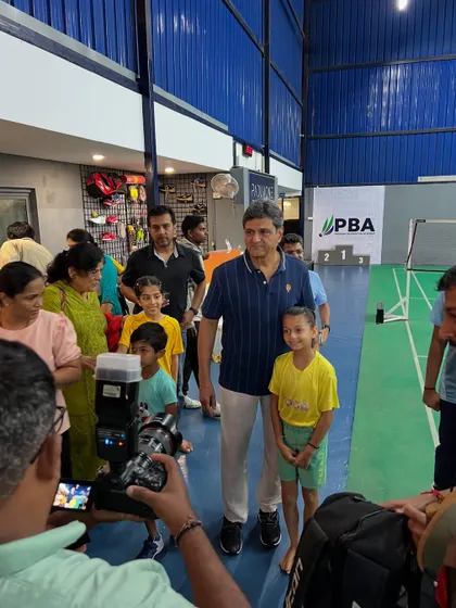 Young players get a chance to take a photo with the legend himself, Prakash Padukone, creating a memory that will inspire them for years to come.