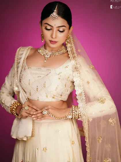 This look is perfect for a bride who wants a subtle, yet stunning look for her reception or engagement.