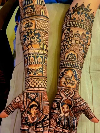 A unique design featuring a portrait of the famous couple from the movie "Baahubali," showing I can create any character you wish.