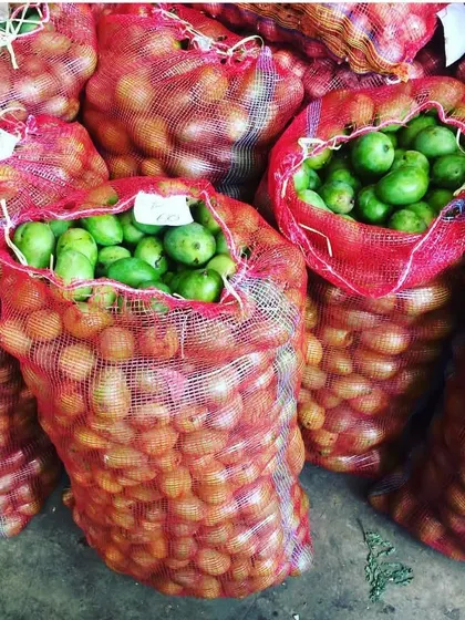We've always believed in using fresh, quality produce, like these bags of raw mangoes and lemons.