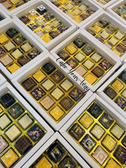 Gearing up for the festive rush. This is just a glimpse of a large corporate order for Diwali, with each box filled with my assorted artisanal chocolates. I can handle bulk orders while ensuring every single piece is perfect.