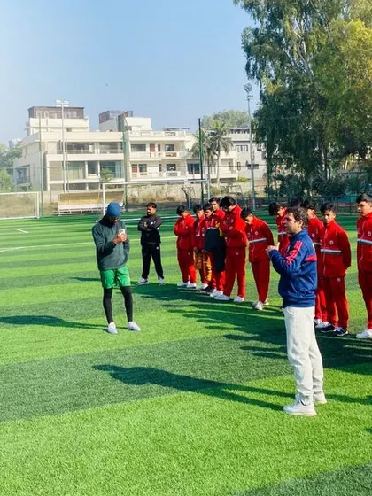 The U15 team lined up at the academy after their Germany tour. This experience has made them not just better players, but more mature and confident individuals.