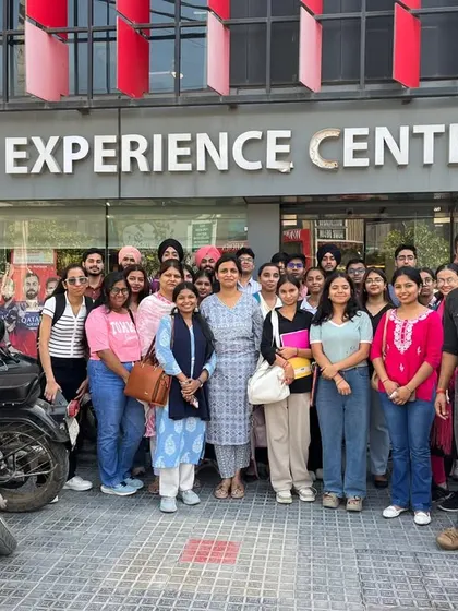 Our students and faculty outside the Merino Experience Centre in Kirti Nagar, concluding a successful industrial visit for our interior design batch.