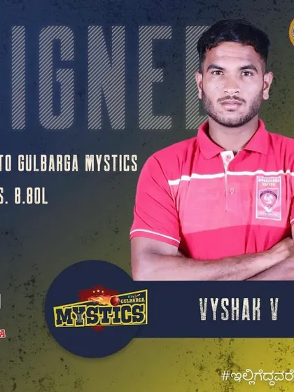 We're proud to see our hard-training athlete Vyshak V signed to the Gulbarga Mystics for a high-value contract.