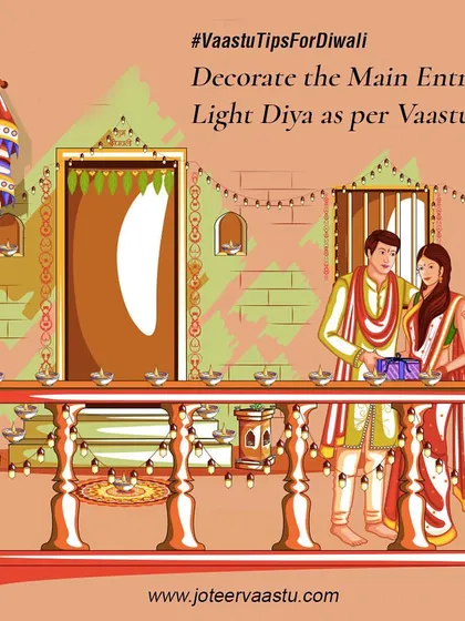 For Diwali, decorate your main entrance to welcome Goddess Laxmi. Place two large diyas at the entrance and arrange others in sets of four to represent Laxmi, Ganesh, Kuber, and Indra.