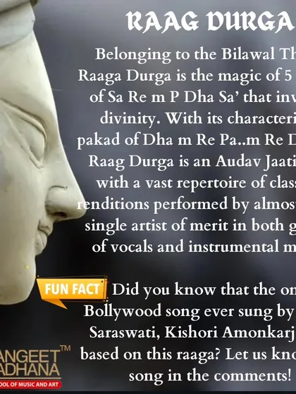 As we celebrate Shakti, we explore Raag Durga, named after the Divine Force. Belonging to the Bilawal thaat, this Audav Jaati raag uses five swaras to invoke a feeling of divinity and power.