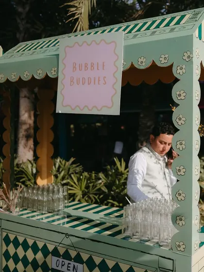 A "Bubble Buddies" stall, another fun and interactive station for guests to enjoy at the carnival-themed Mehendi.