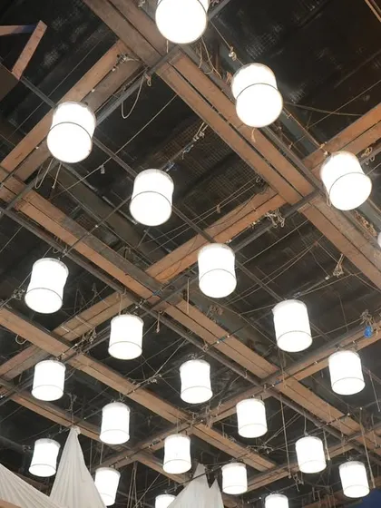 A behind-the-scenes look at a commercial shoot where we used over 80 Prolights ECL panels as hanging lanterns, creating a beautiful and practical lighting effect.