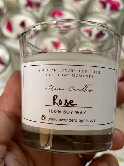 Another shot of the finished rose votive candles, showcasing their simple elegance.