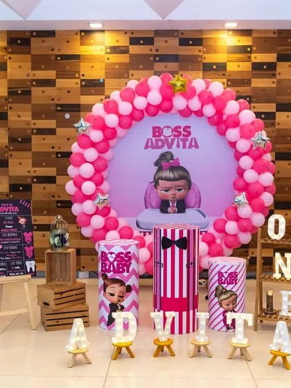 The complete 'Boss Baby' themed setup. We provide photos that showcase the entire event design and decoration.
