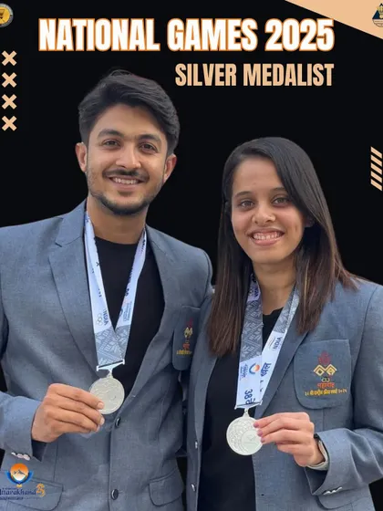 Deep Rambhiya and Akshaya Warang with their silver medals at the National Games 2025. Their consistent performance at the national level highlights the quality of our senior competitive program.
