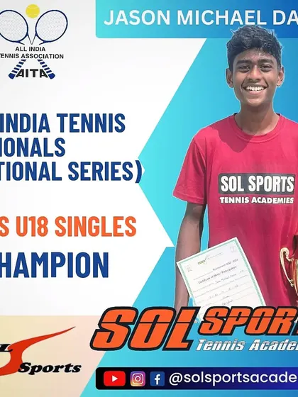 Jason Michael David stands tall as the Boys U18 Singles Champion at the AITA National Series. His dominant performance, winning without dropping a set, highlights the mental toughness and technical excellence we instill.