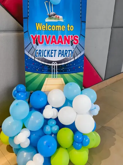 For Yuvaan's cricket-themed party, I designed a custom welcome standee to greet the guests. It set the tone for a fun, sports-filled celebration right from the entrance.
