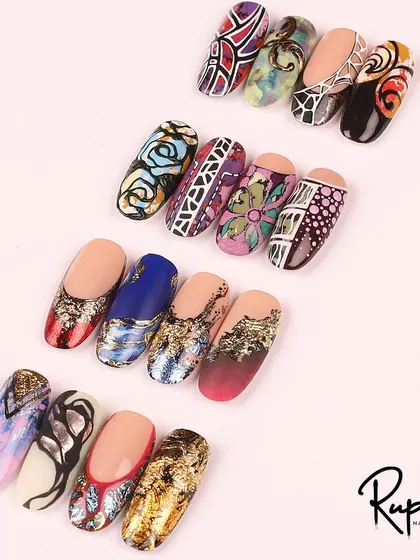 The full collection of my advanced foil nail art. These are some of the complex techniques I teach to experienced artists.