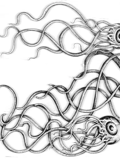 The upper part of the octopus drawing.