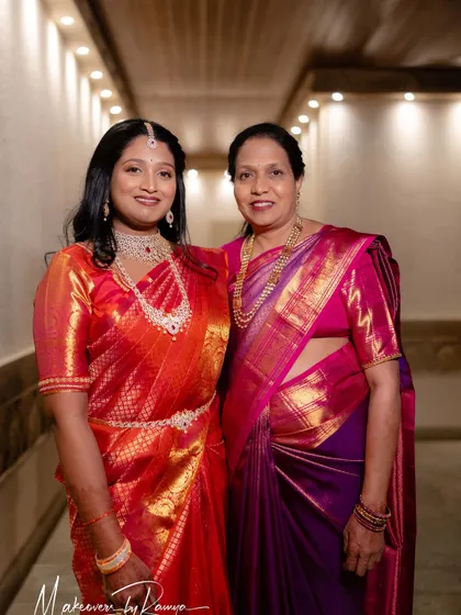 It's a joy to get the entire family ready. Here is the lovely bride Sanjana with her mother. I specialize in creating looks for all ages, including mature skin makeup that enhances natural beauty with a fresh and graceful finish.