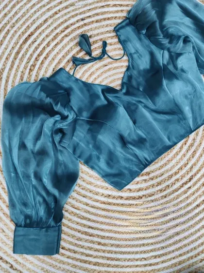 Another look at the teal blue organza blouse.