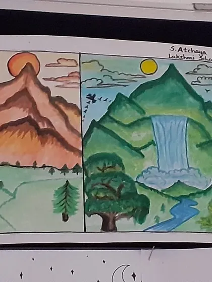 After listening to a story, teachers at my TVS group training captured what they "saw" with their inner eye. This beautiful artwork is a testament to how storytelling can spark visual creativity.