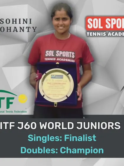 A fantastic dual achievement for Sohini Mohanty at the ITF J60 World Juniors. She secured the Doubles Champion title and was a Singles Finalist, demonstrating the comprehensive competitive skills we build in our players.